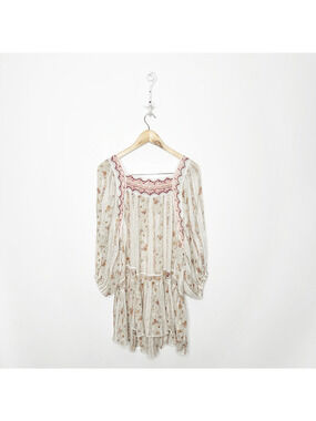 Free People Dance The Magic Tunic Top oversized embroidered semi sheer womens XS